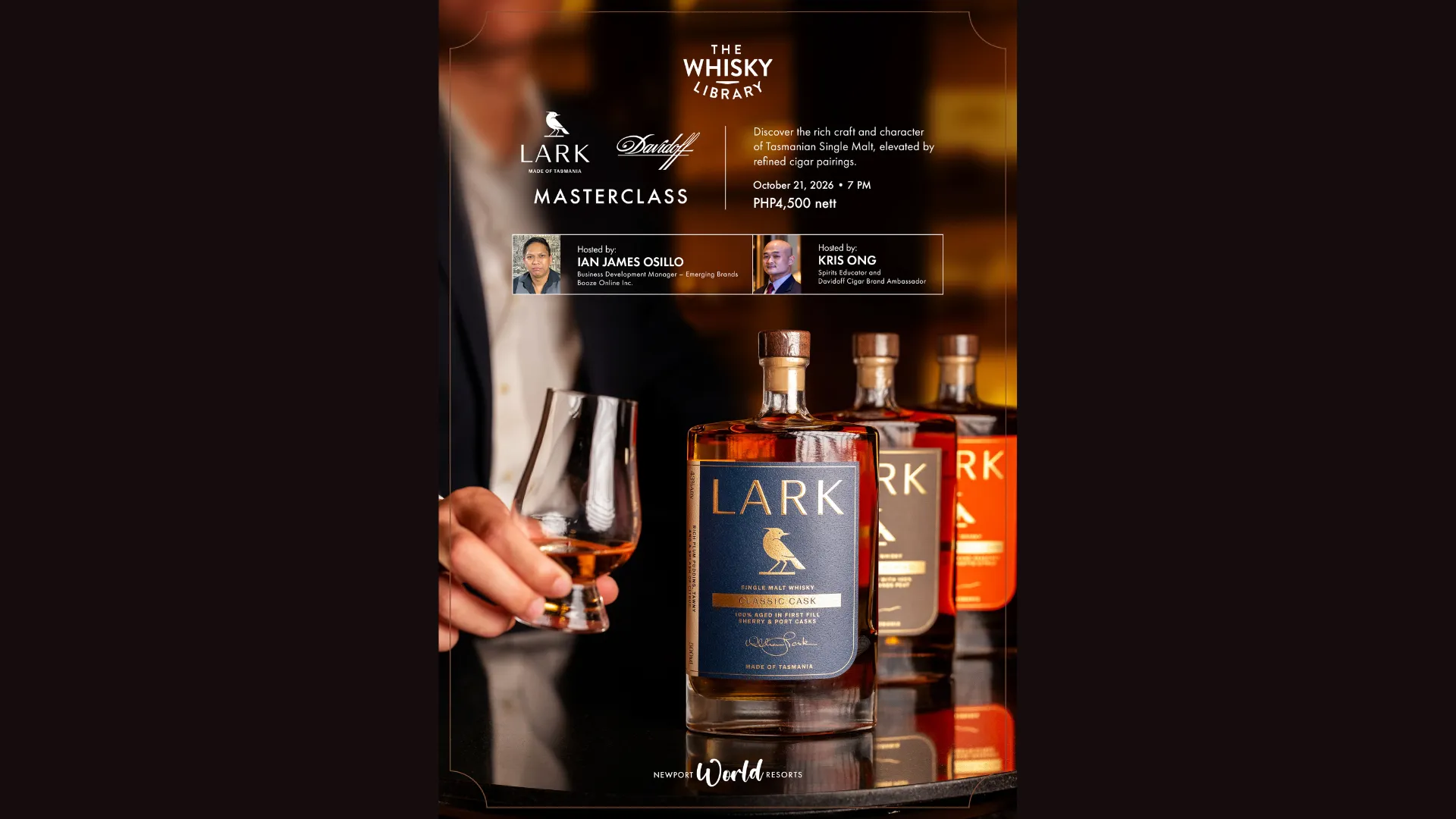 位于新港世界 的“威士忌吧 ”通过 LARK 威士忌展现塔斯马尼亚的独特风貌